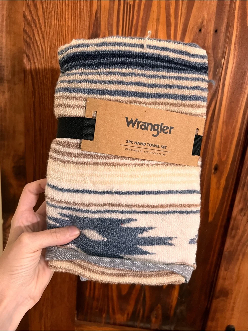 Wrangler Striped Hand Towels - Blue & Cream